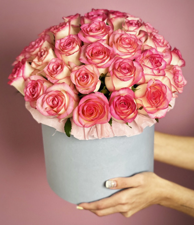 Букет_Розы Джумилия в коробке L